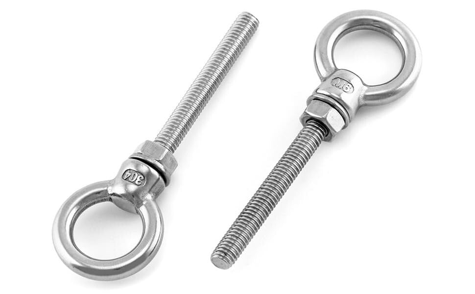 Stainless Steel Eyebolts - 50 Pack, 1/4" x 2" Long for Various Applications