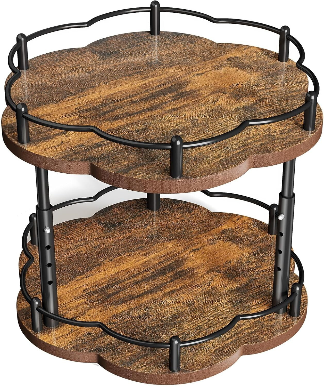 Adjustable Height Lazy Susan Spice Organizer for Cabinet - Unique Flower Design