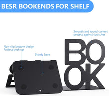 Load image into Gallery viewer, Elegant Black Metal Bookends - Perfect Gift for Book Lovers, 8 Pairs Included
