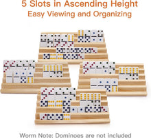 Load image into Gallery viewer, Set of 4 Wooden Domino Racks with Adjustable Stand - Ideal for Mexican Train