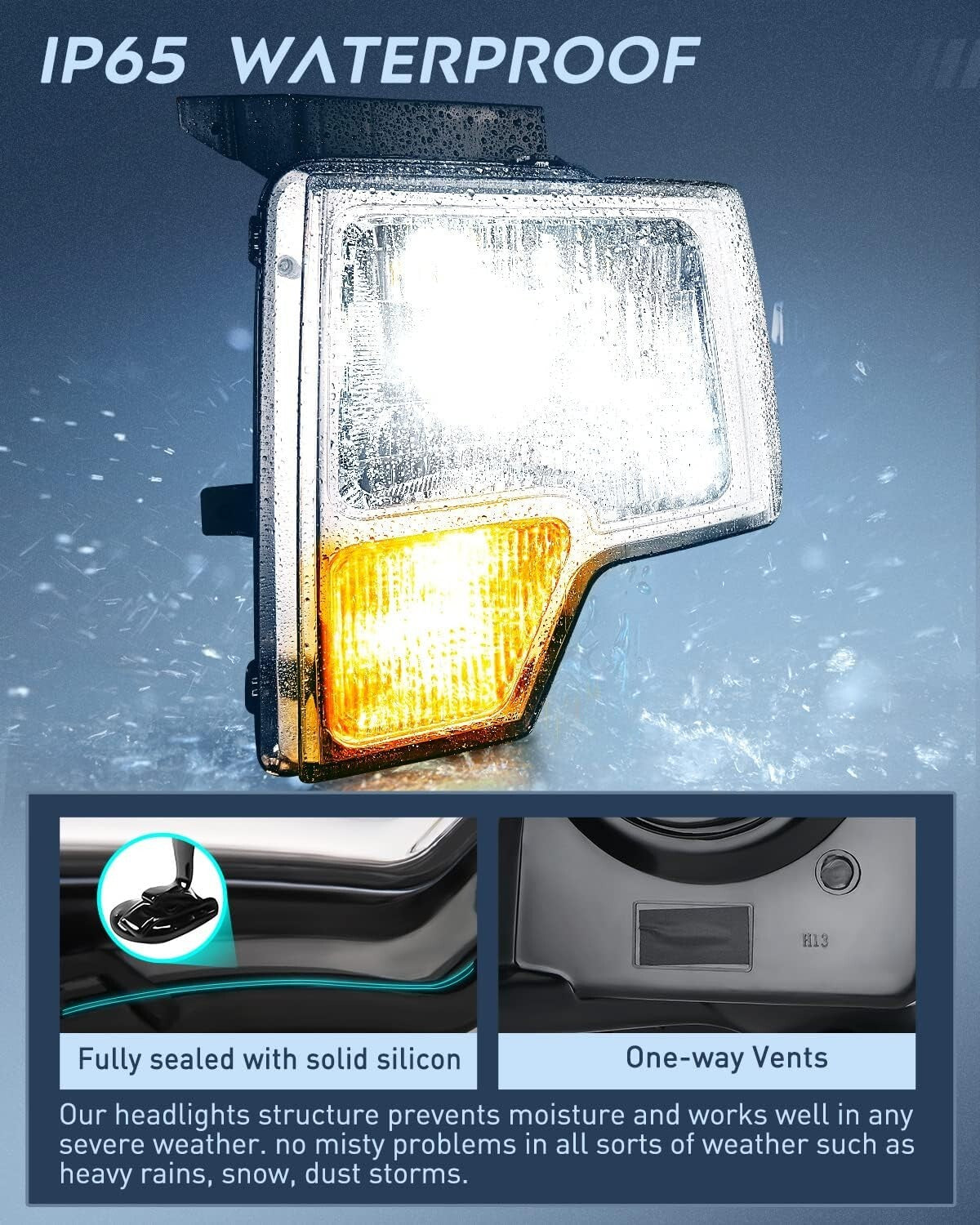 DOT Compliant Clear Corner Headlight Set for 2009-2014 Ford F150 Trucks