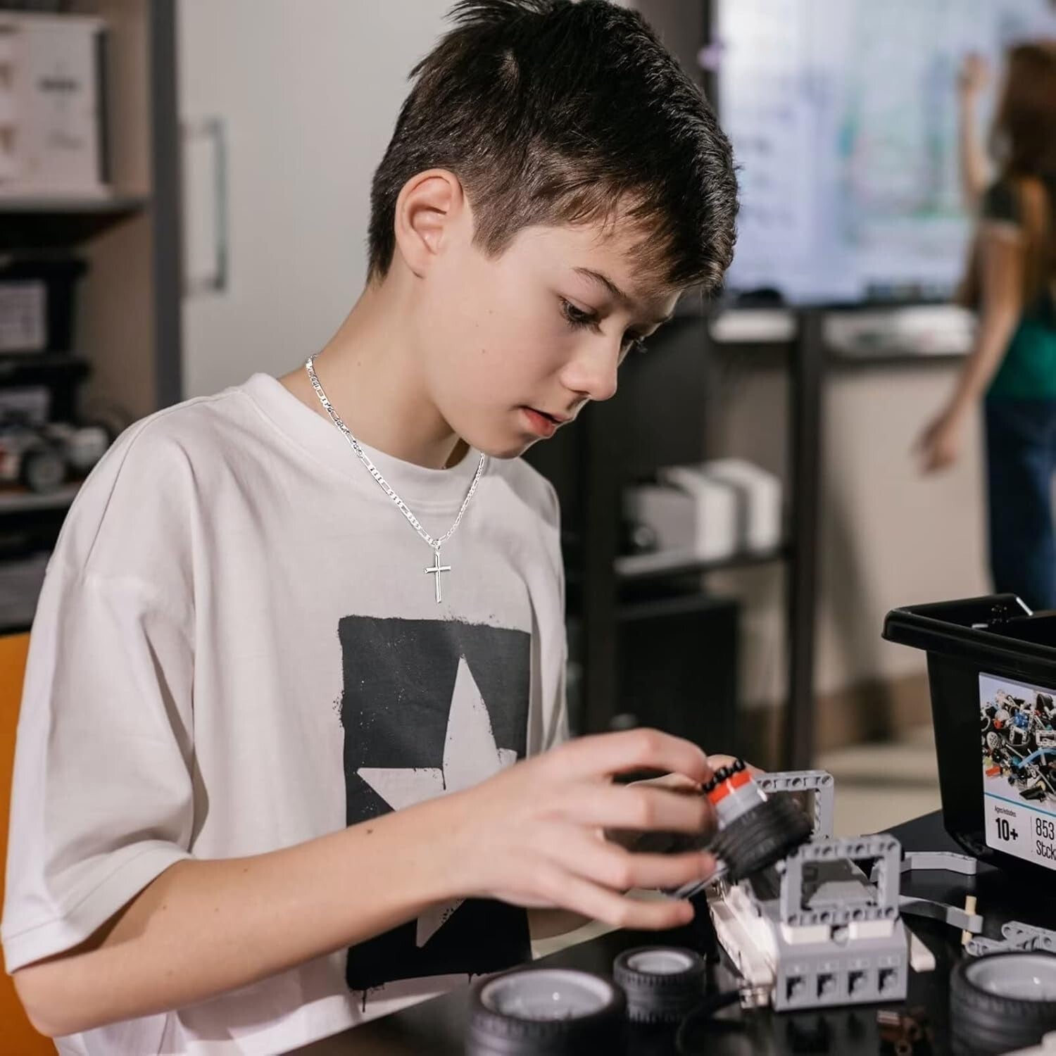 Adjustable S925 Sterling Silver Cross Necklace with 18K Gold Chain - 16-24 Inch