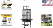 Load image into Gallery viewer, Elegant Black Bird Cage with Play Top - Ideal for African Grey, Macaws, and More