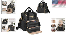 Load image into Gallery viewer, Black Travel Cosmetic Bag with Protective Padding and Multiple Storage Features