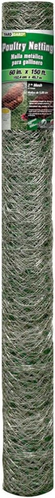 Versatile 20 Gauge Chicken Wire Fence - 60" x 150' - Ideal for Gardens & Poultry