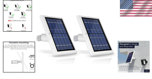 Durable Solar Panel Kit for Ring Spotlight & Stick Up Cam - 2-Pack, Smart Power