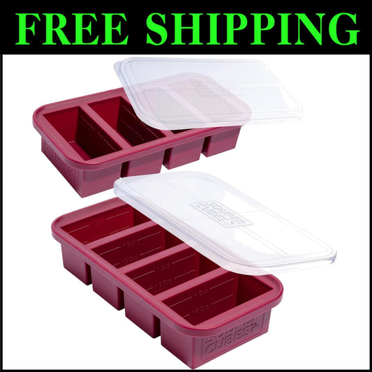 Durable Platinum Silicone Freezer Tray Set - Ideal for Broths and Leftovers