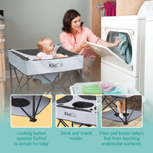 Load image into Gallery viewer, Midnight GoPod Folding Baby Chair with Adjustable Height - Ideal for Travel