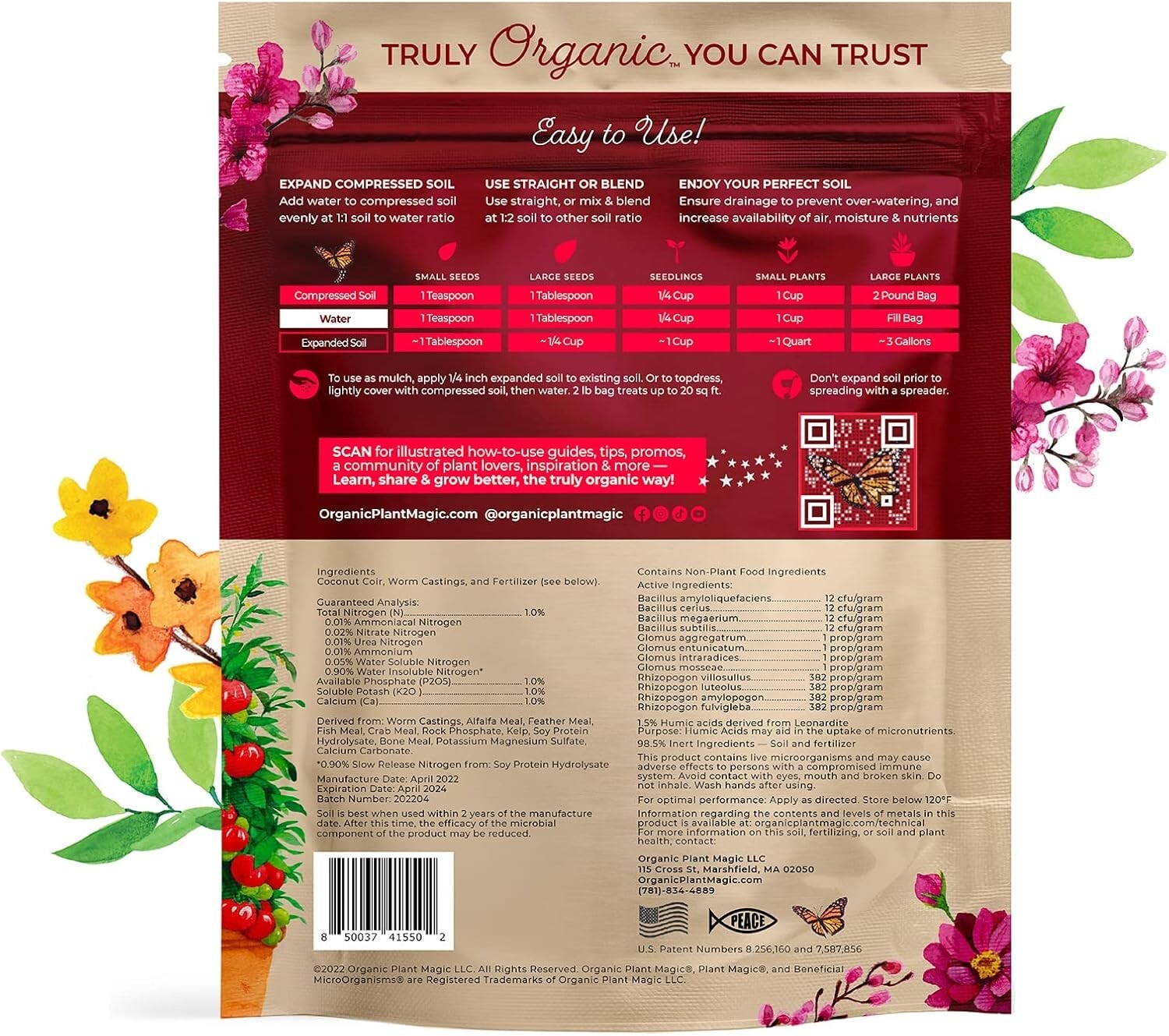 Easy Mix Organic Compressed Soil - Expands to 3 Gallons, Perfect for All Plants