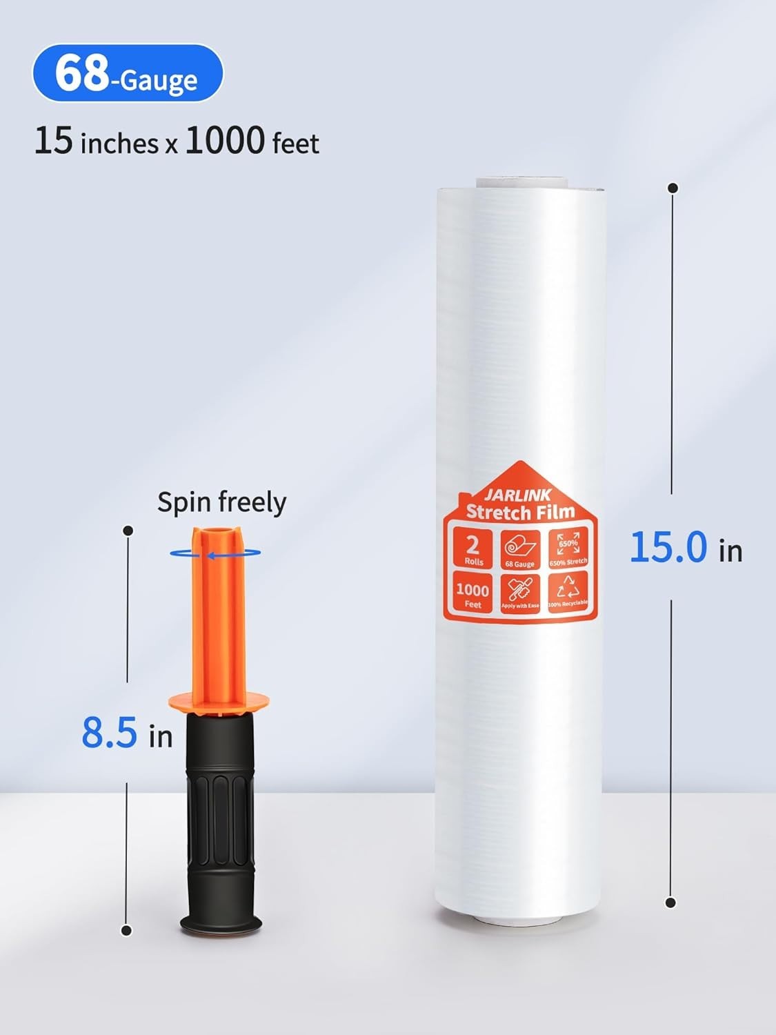 15" Heavy-Duty Stretch Film 4 Pack - Clear Packaging for Moving & Shipping