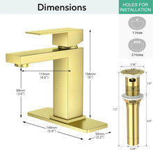 Load image into Gallery viewer, Single Handle Brushed Gold Vanity Faucet - Modern Design with Installation Kit