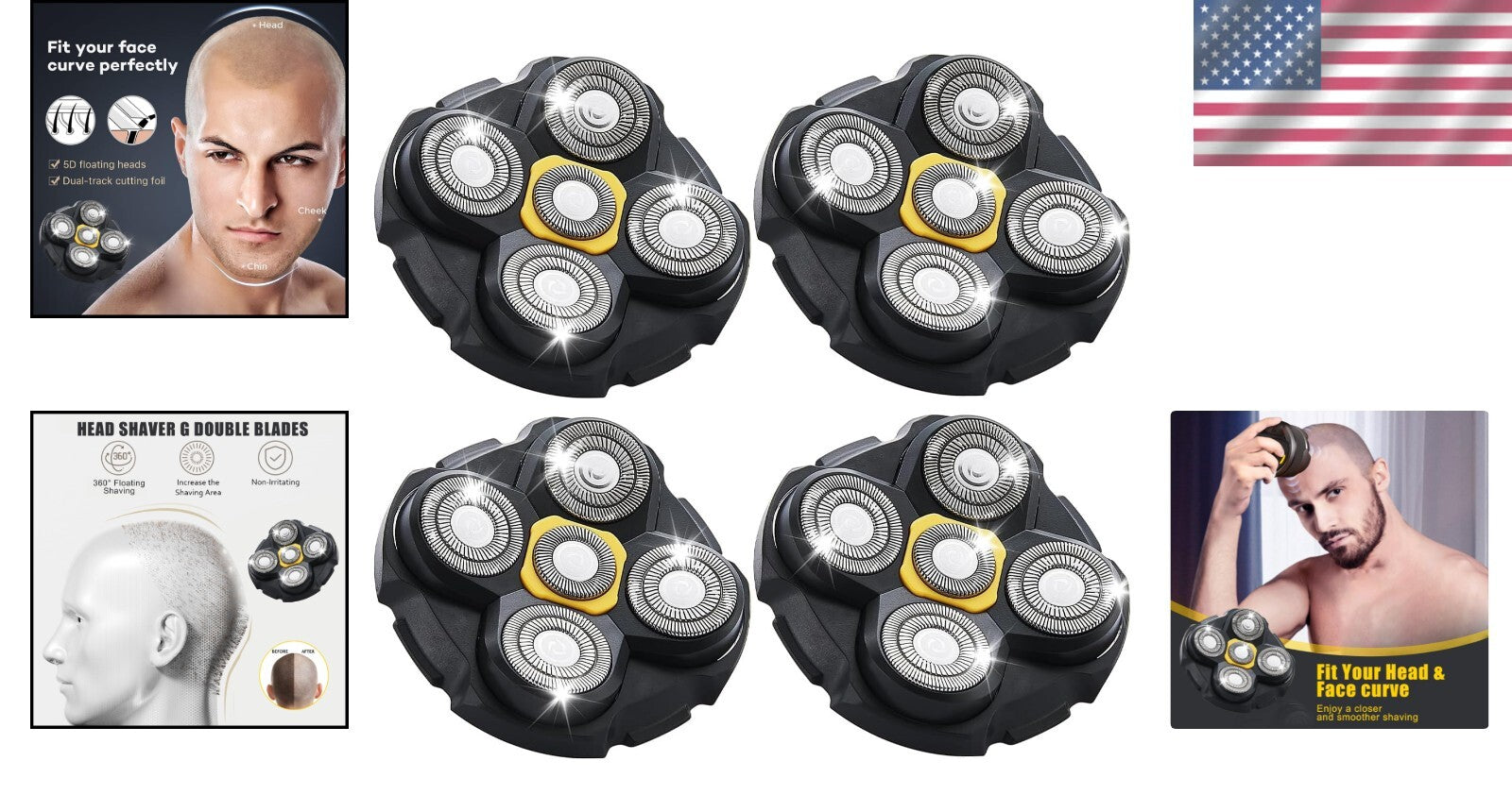 4-Pack Shaver Replacement Heads for MicroTouch Titanium - Gentle & Efficient