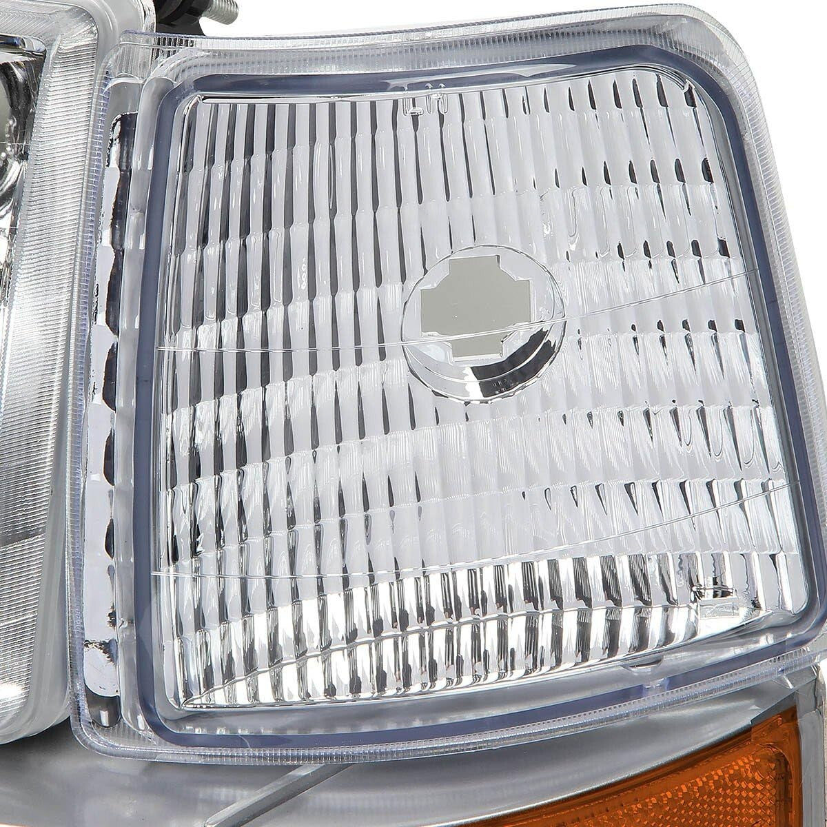 Chrome Amber Headlight Replacement for 92-96 F150/F250/F350/Bronco - Waterproof