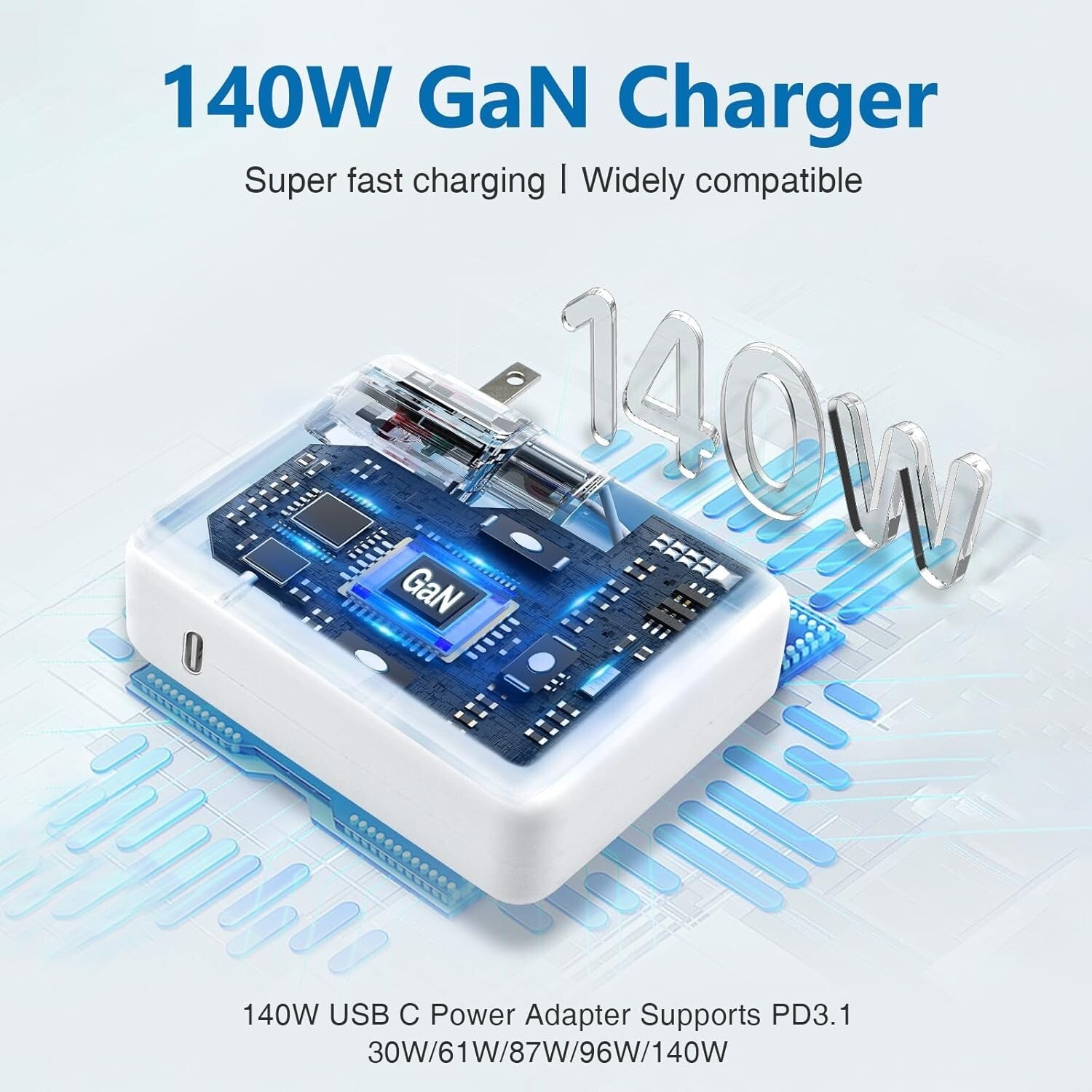 140W USB-C Magnetic Charger with LED Indicators - Compatible for MacBook Models