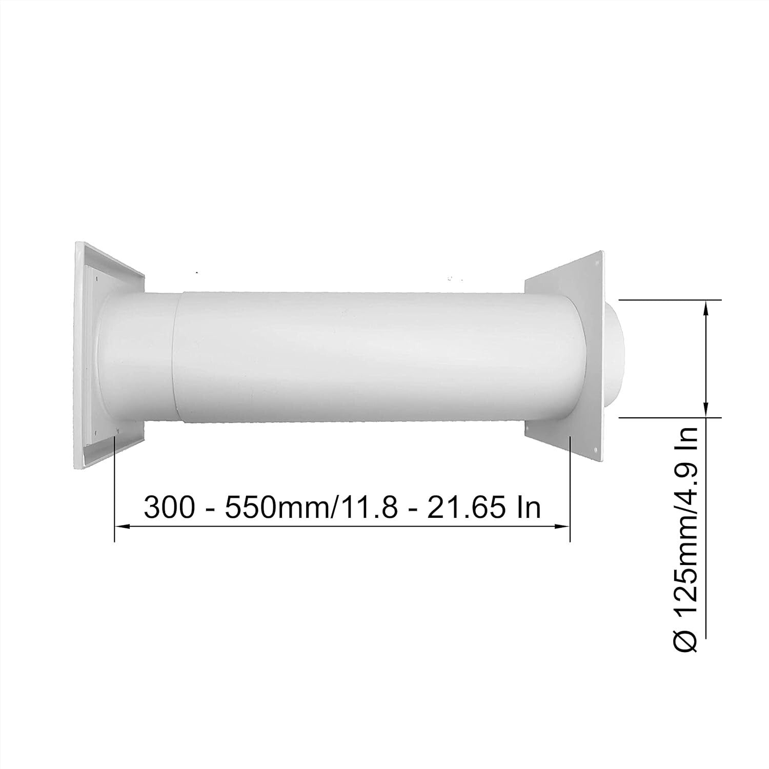 Louvered 5" Dryer Vent Cover Kit - Adjustable Length with Insect Protection