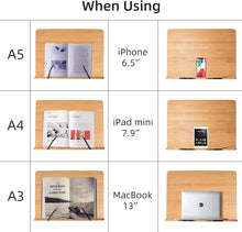 Load image into Gallery viewer, Stylish 19.68 x 14 Bamboo Book Stand for Cookbooks, Textbooks, and Tablets