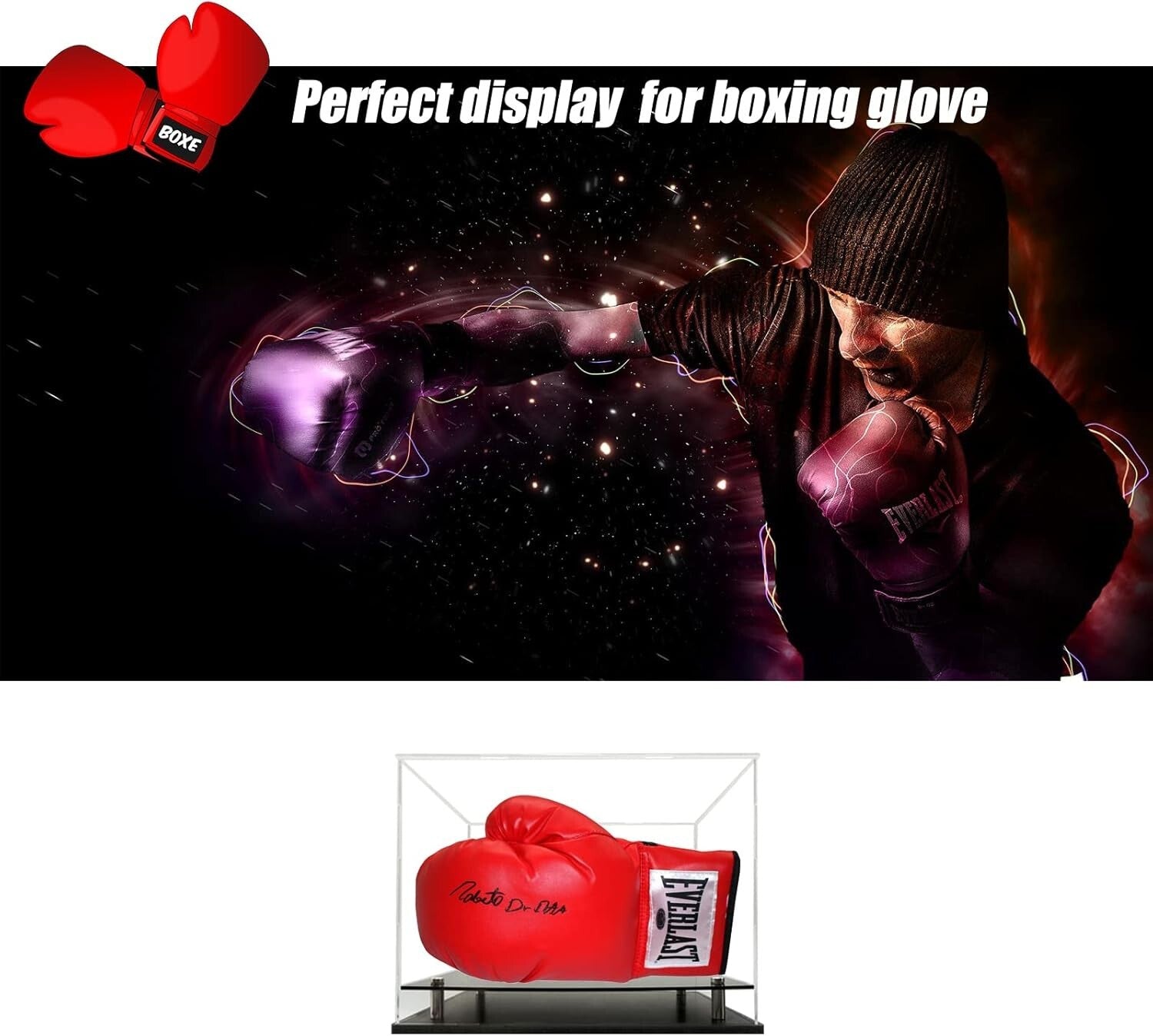 13.3'' Clear Acrylic Glove Display Case Holder with Fixed Bracket for Stability
