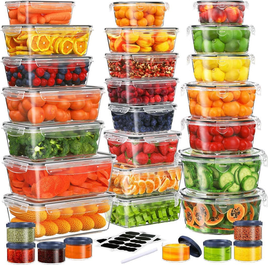 Complete 60-Piece BPA-Free Storage Set - Snap Closure, Labels & Marker Included