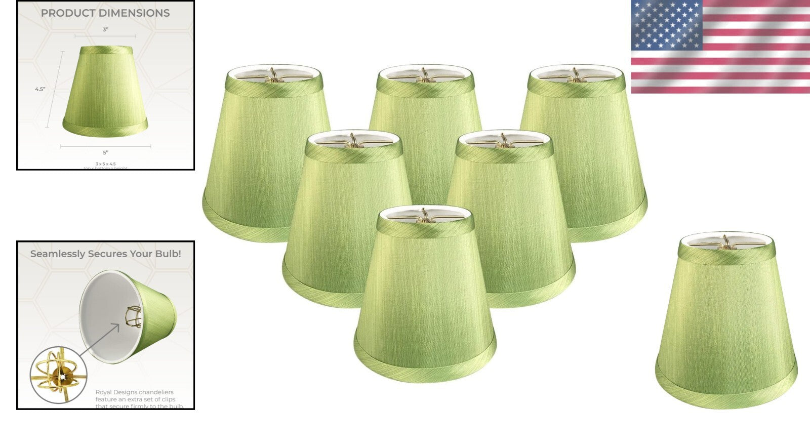 Elegant Light Green Clip-On Chandelier Shades - Traditional Empire Lamp Shade