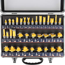 Load image into Gallery viewer, Universal 35-Piece Router Bits Set for Woodwork – 1/2" Shank &amp; Aluminum Storage