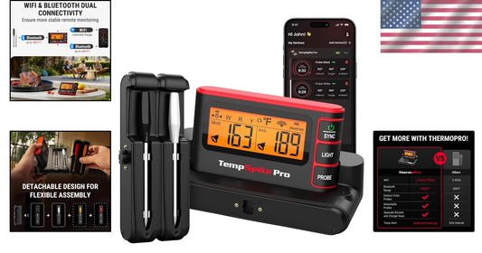 Wireless Bluetooth Meat Thermometer with App and Unlimited Range – 1050°F