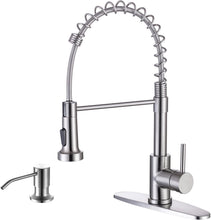 Load image into Gallery viewer, Dual Function Brushed Nickel Kitchen Faucet &amp; Soap Dispenser - Modern Style