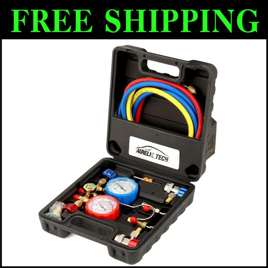 Professional 3-Way A/C Manifold Gauge Set for R134A R12 R22 R502 Refrigerants