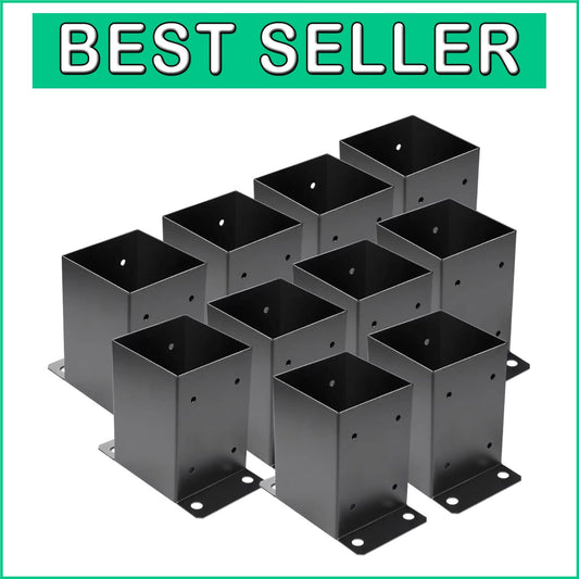 Durable Black Powder-Coated Post Brackets - 10 Piece Set for Easy Installation