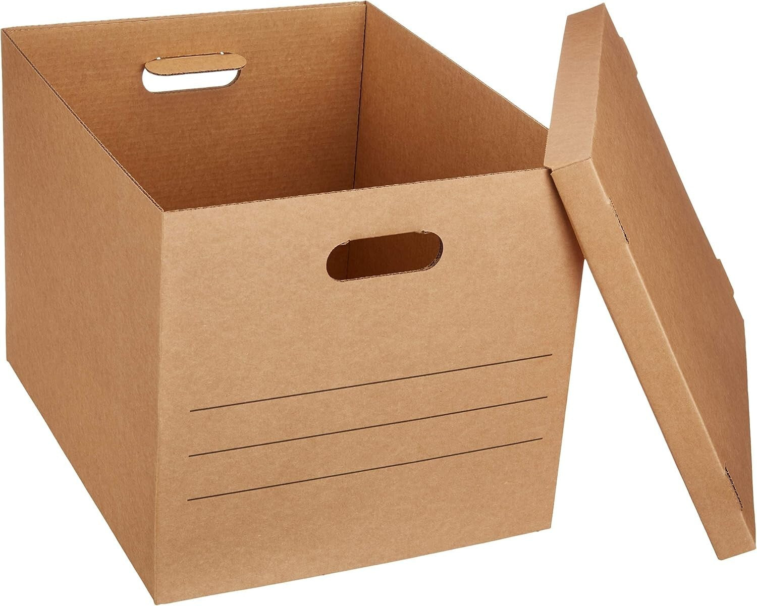 Versatile 20-Pack Cardboard Packing Boxes with Handles - Space-Saving Solution