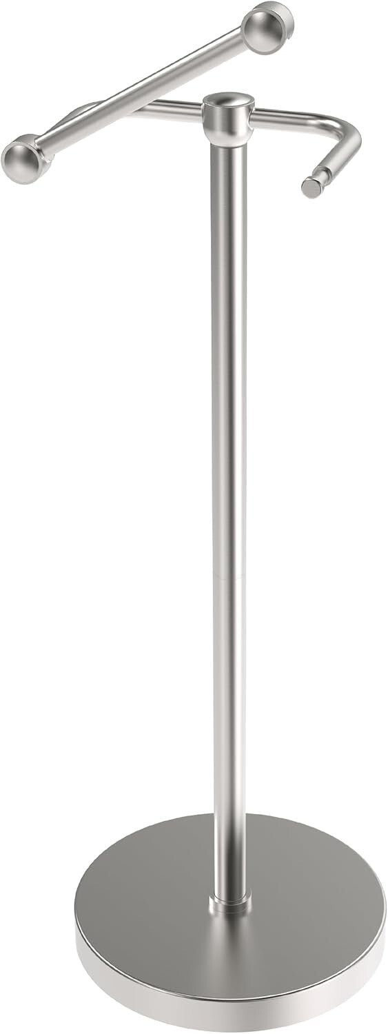 Floor Standing Toilet Paper Holder – Pivoting Stainless Steel with Stable Base