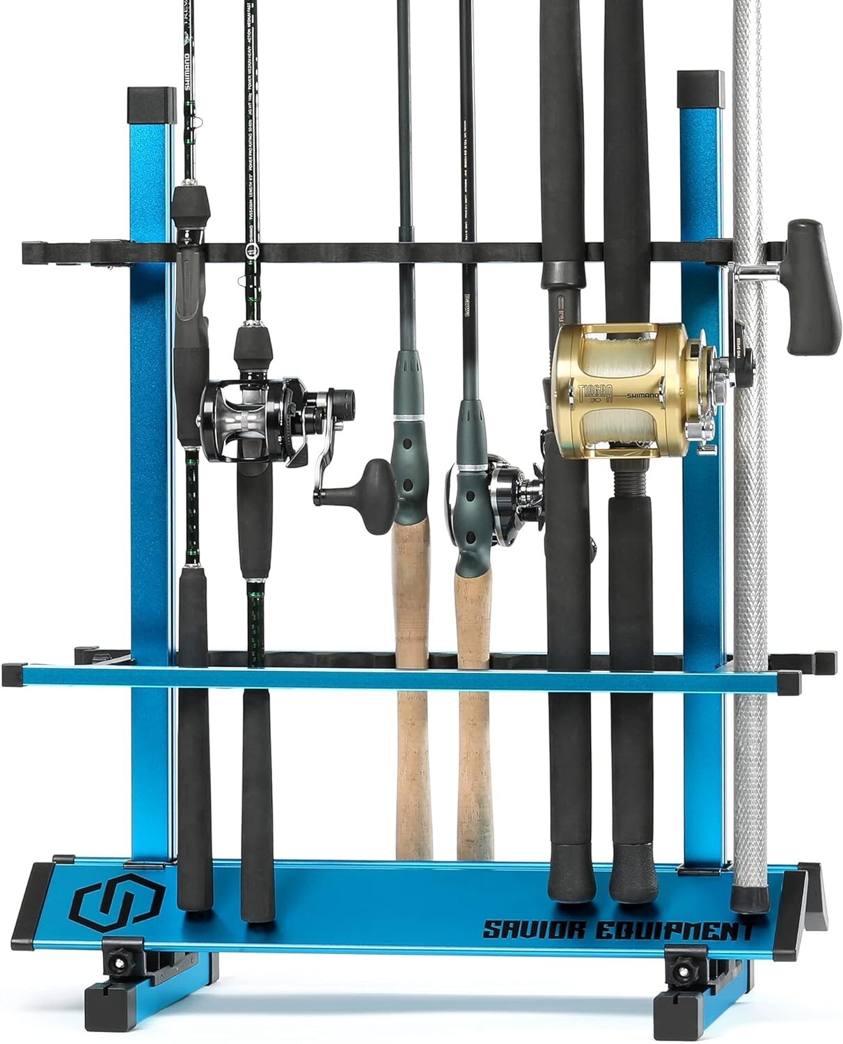 Premium 24-Slot Fishing Rod Rack - Easy Assembly Vertical Storage Solution