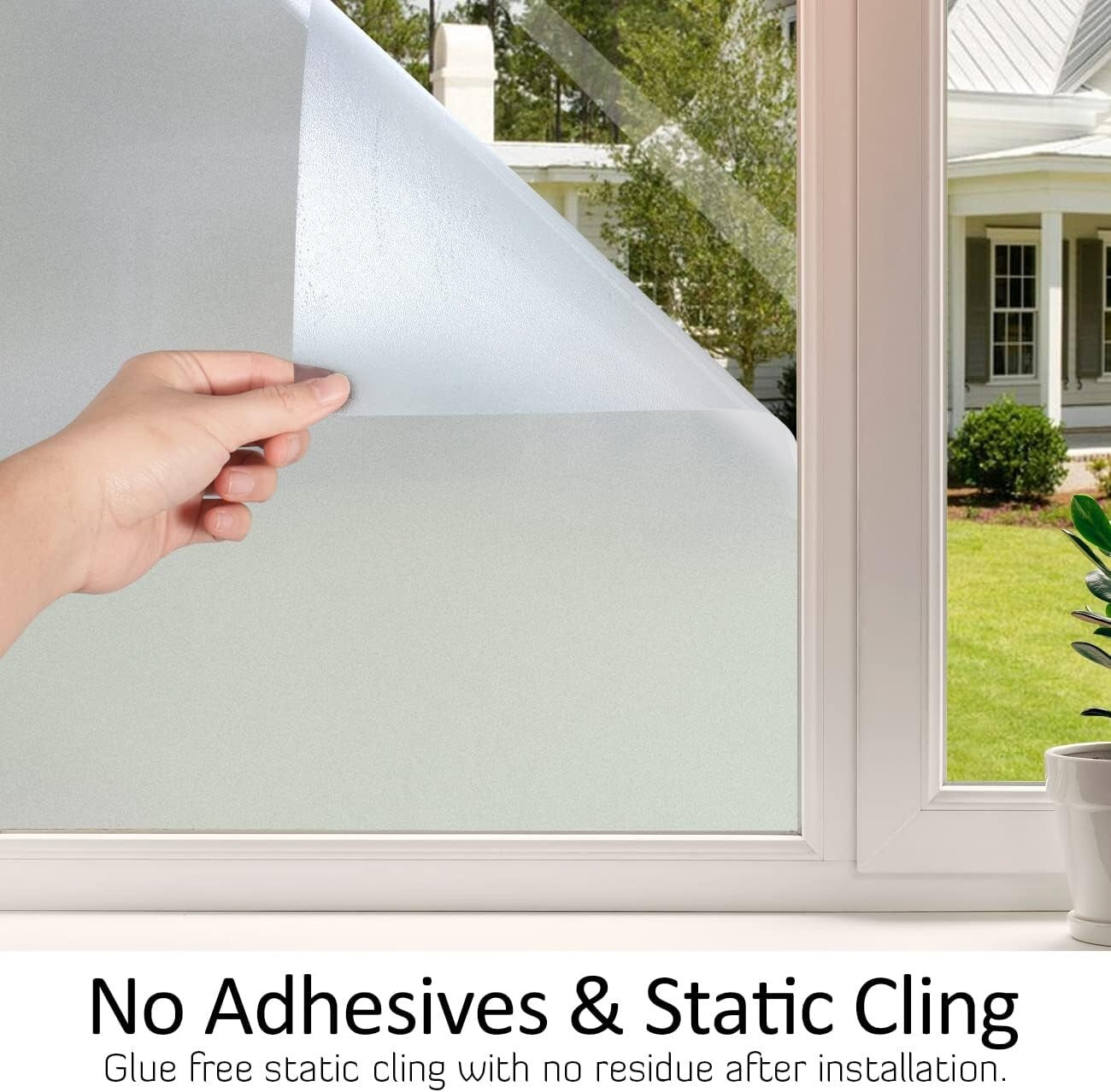 Frosted Window Privacy Film - UV Blocking, Heat Control, Easy Static Cling