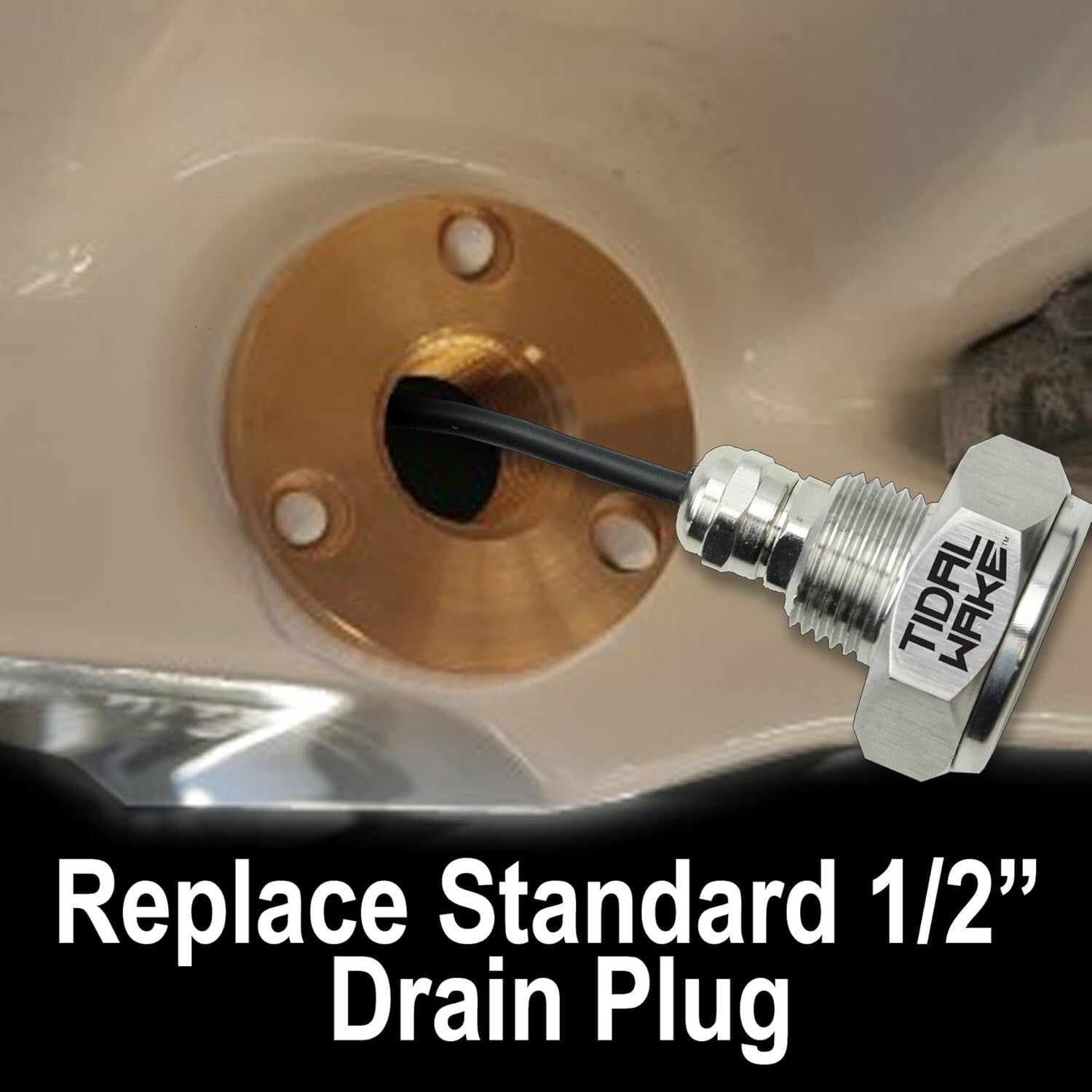 Effortless Underwater LED Light - Quick Connect for Boat Drain Plug Installation