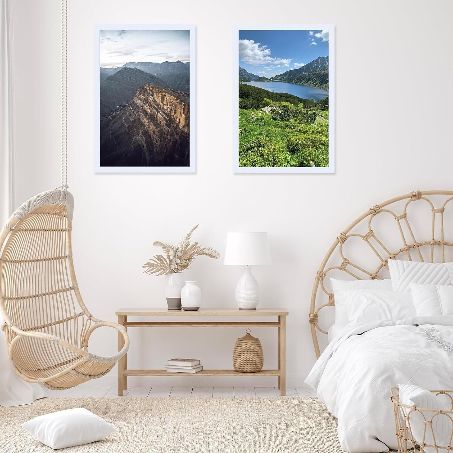 Elegant 22.375x34 White Photo Frame for Wall Art - Horizontal & Vertical Use