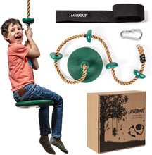 Load image into Gallery viewer, Outdoor Kids Climbing Rope Swing with Disc Seat &amp; Platforms - Adventure Fun!