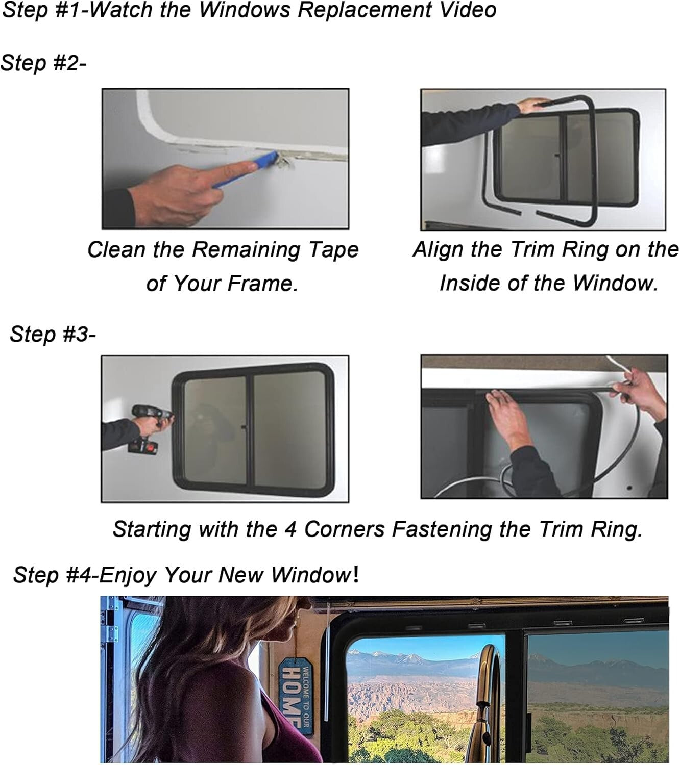 DOT Certified RV Emergency Exit Window 30"x20" with Tempered Glass & Trim Kit