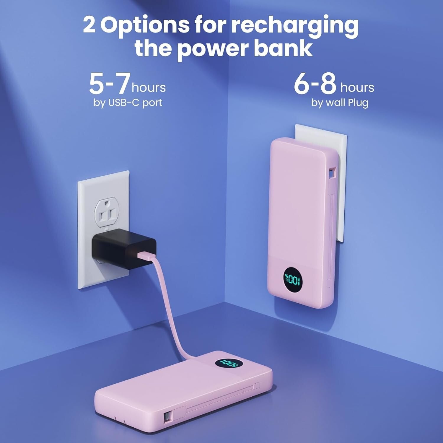 33800mAh Portable Charger with Built-in Cables & 25W Fast Charging Power Bank