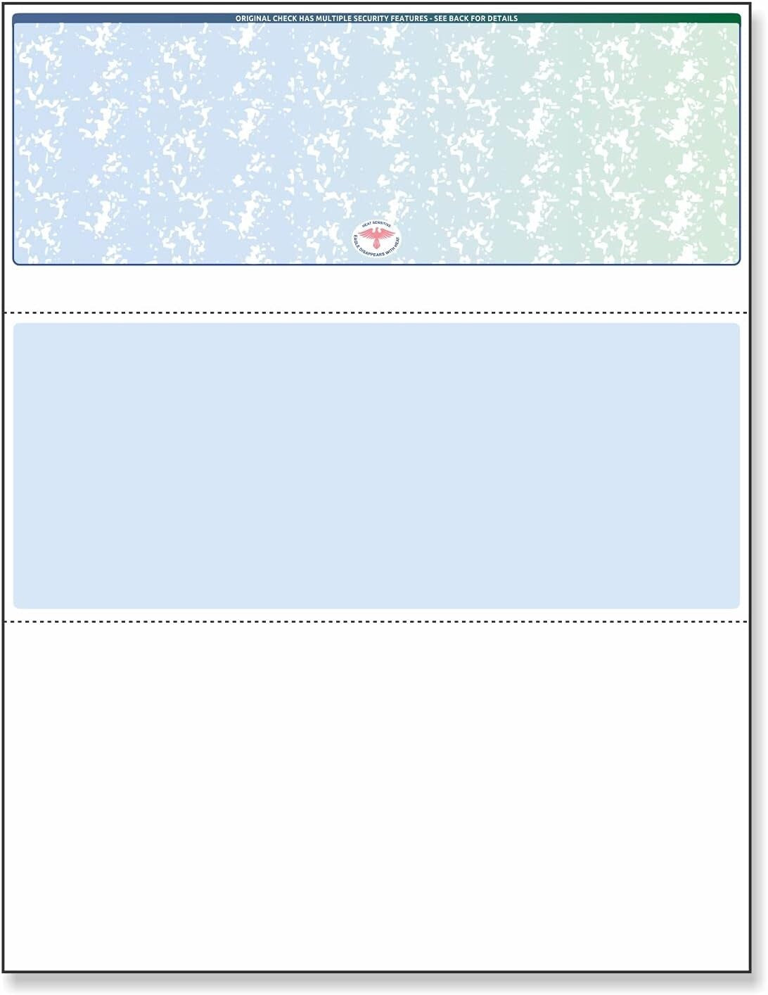 High-Security Blank Check Paper - 500 Sheets, Blue/Green Prismatic Design
