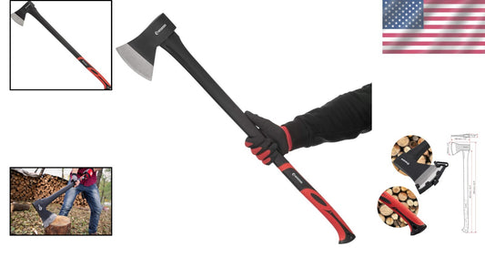 36-Inch Heavy-Duty Chopping Axe - Shock-Elliminating Handle & Safeguard Cover