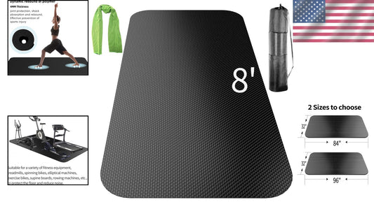 Durable PVC Exercise Mat - Noise-Reducing Workout Surface 96"L x 32"W