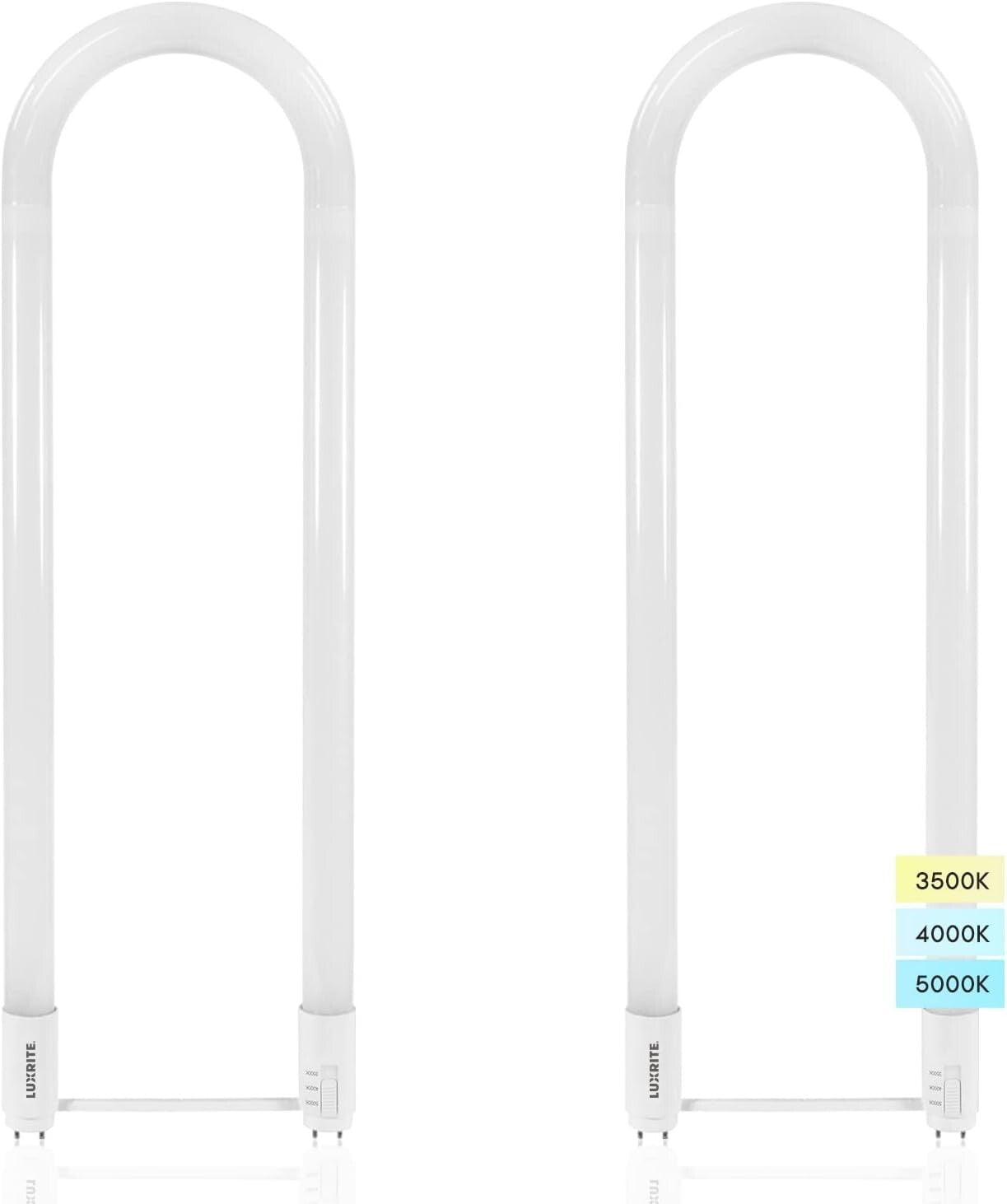 Energy-Efficient T8 U-Bend LED Tube Light, 2-Pack - 3500K/4000K/5000K, G13 Base