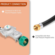 Load image into Gallery viewer, Versatile 15FT Dual-Stage Propane Regulator with High BTU Output – Zinc Alloy