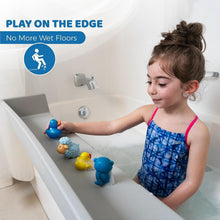 Load image into Gallery viewer, Gray Bath Toy Holder Splash Guard - 3 Ft Play Shelf with Water Barrier