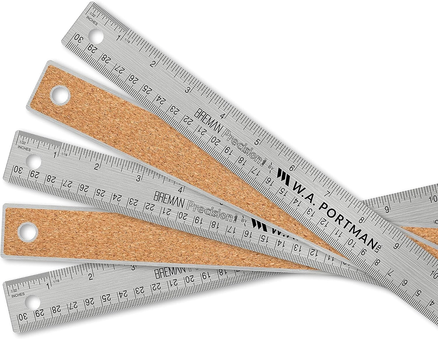 10-Pack 24 Inch Flexible Stainless Steel Rulers with Cork Backing for Accuracy