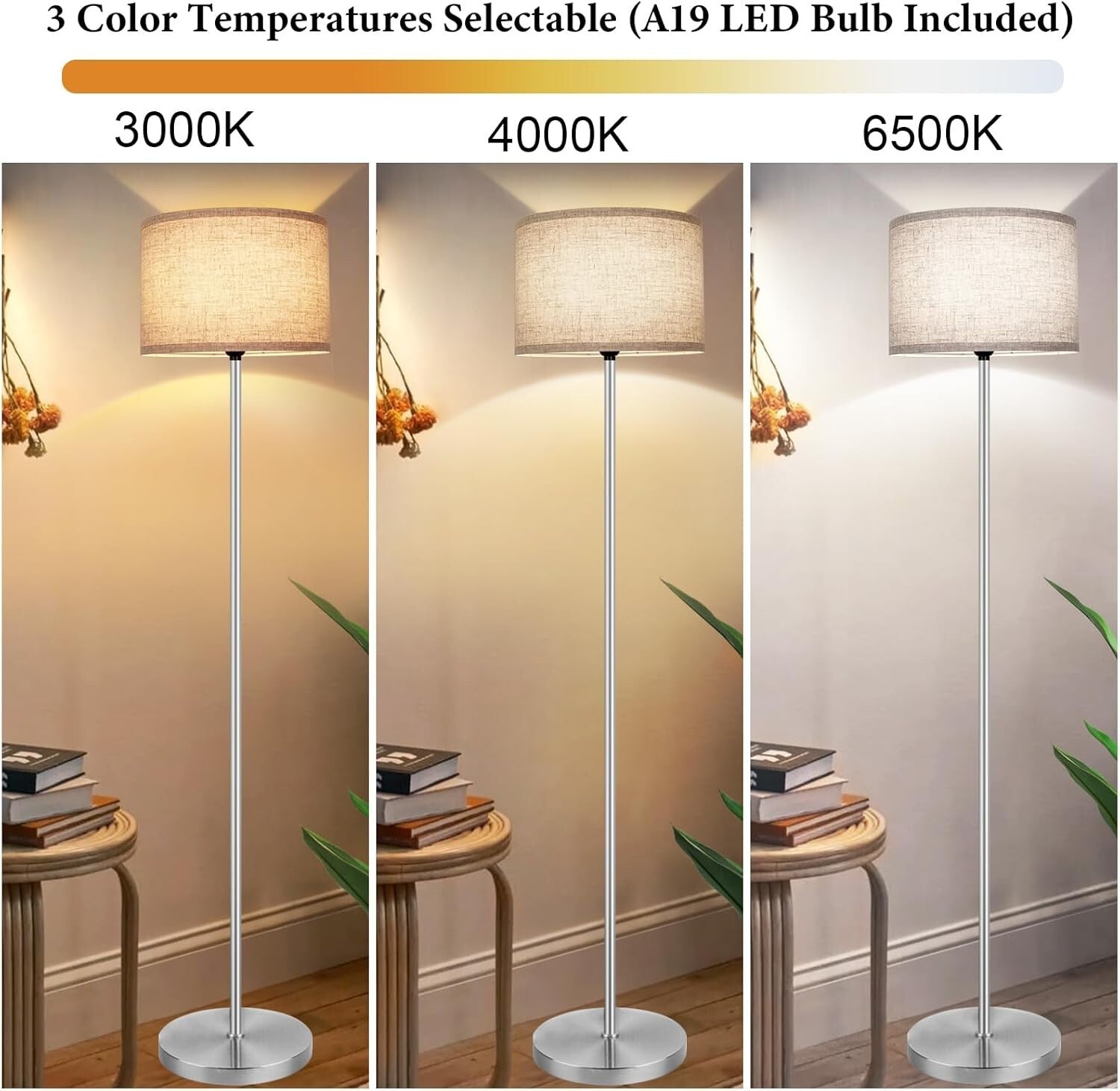 Elegant 65-Inch Floor Lamp with Easy-Control Foot Switch & Adjustable Lighting