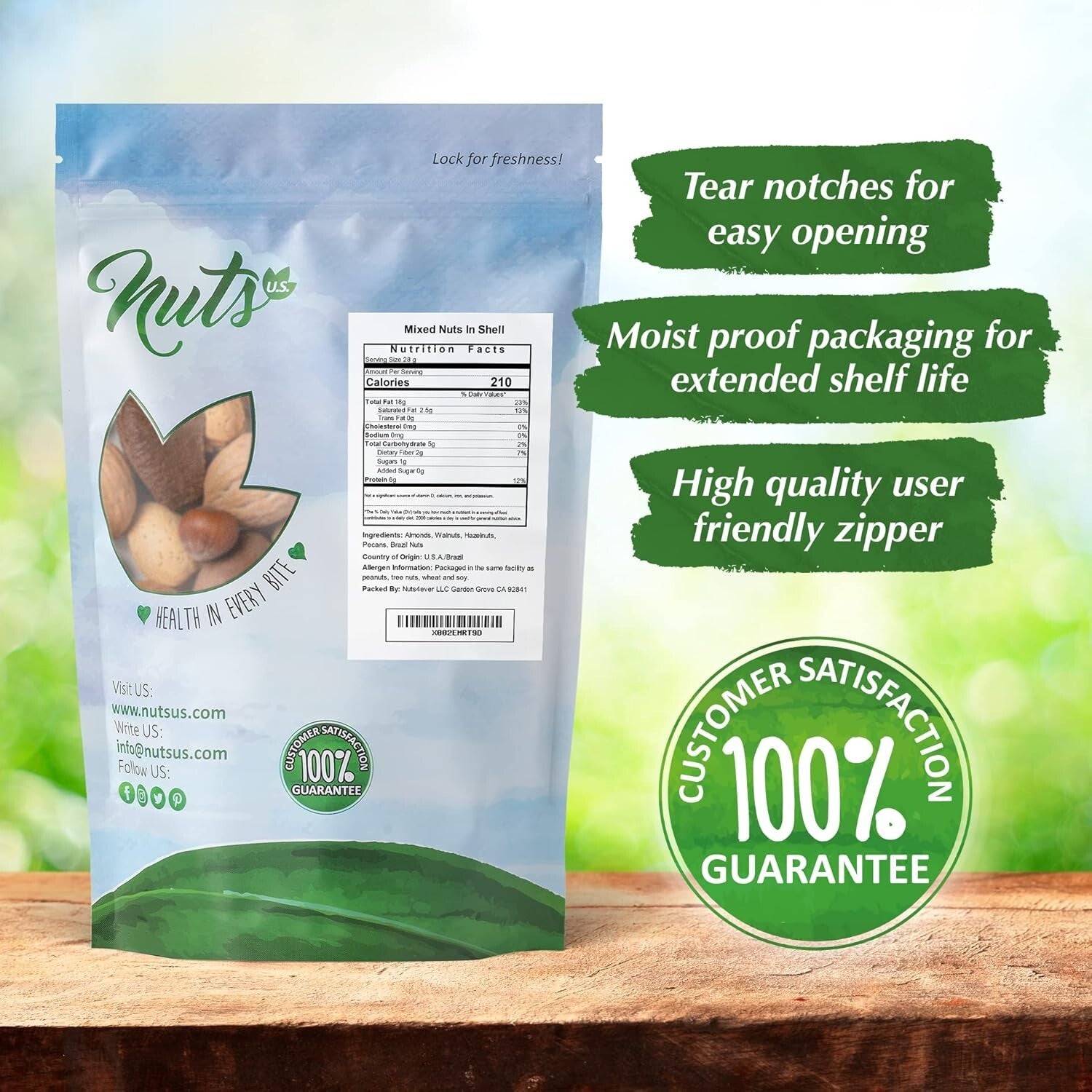 6 lbs Mixed Nuts in Shell: Almonds, Walnuts, Hazelnuts, Pecans & Brazil Nuts