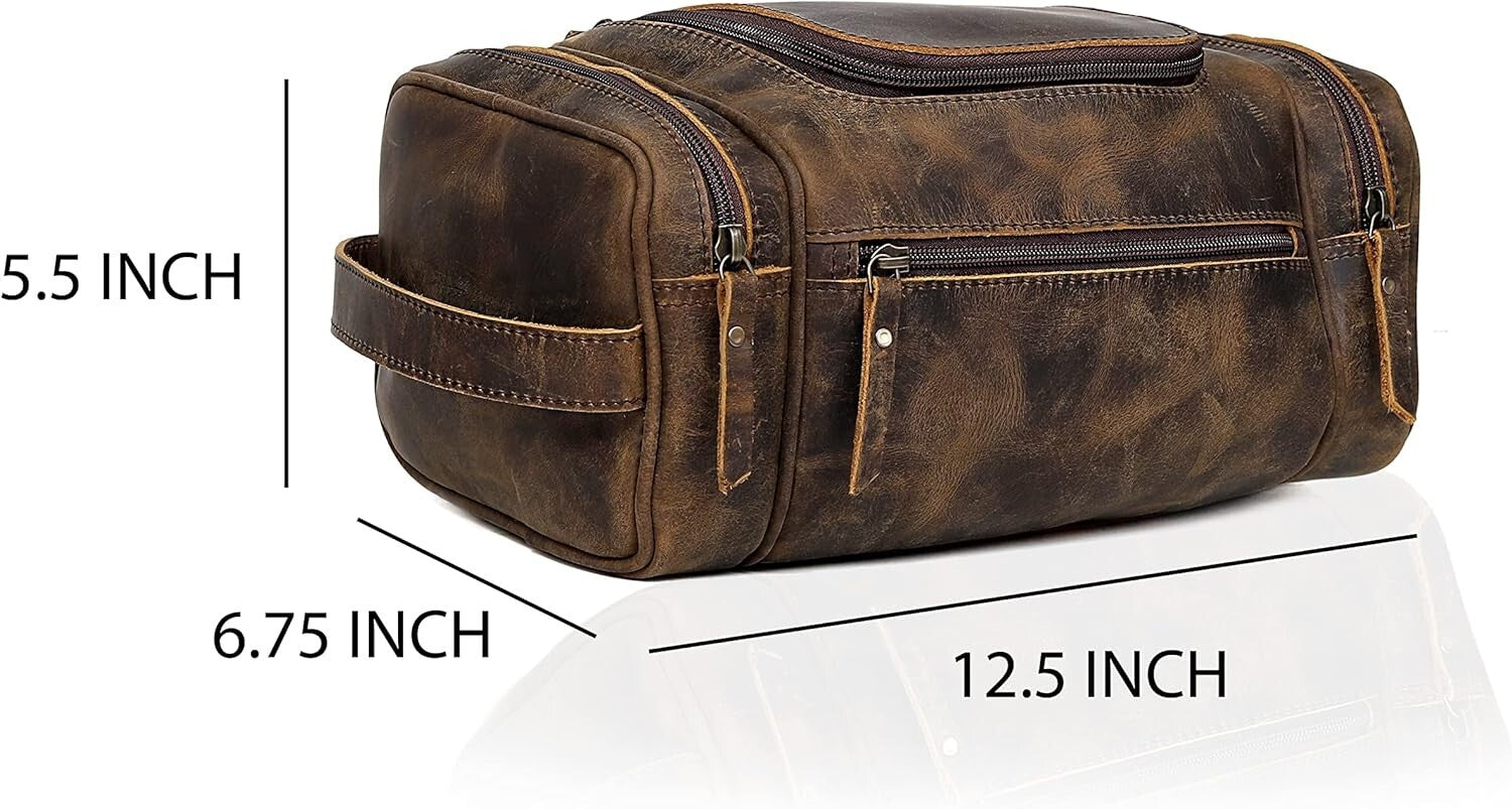 Elegant Leather Toiletry Bag for Men - Spacious & Stylish Travel Essentials