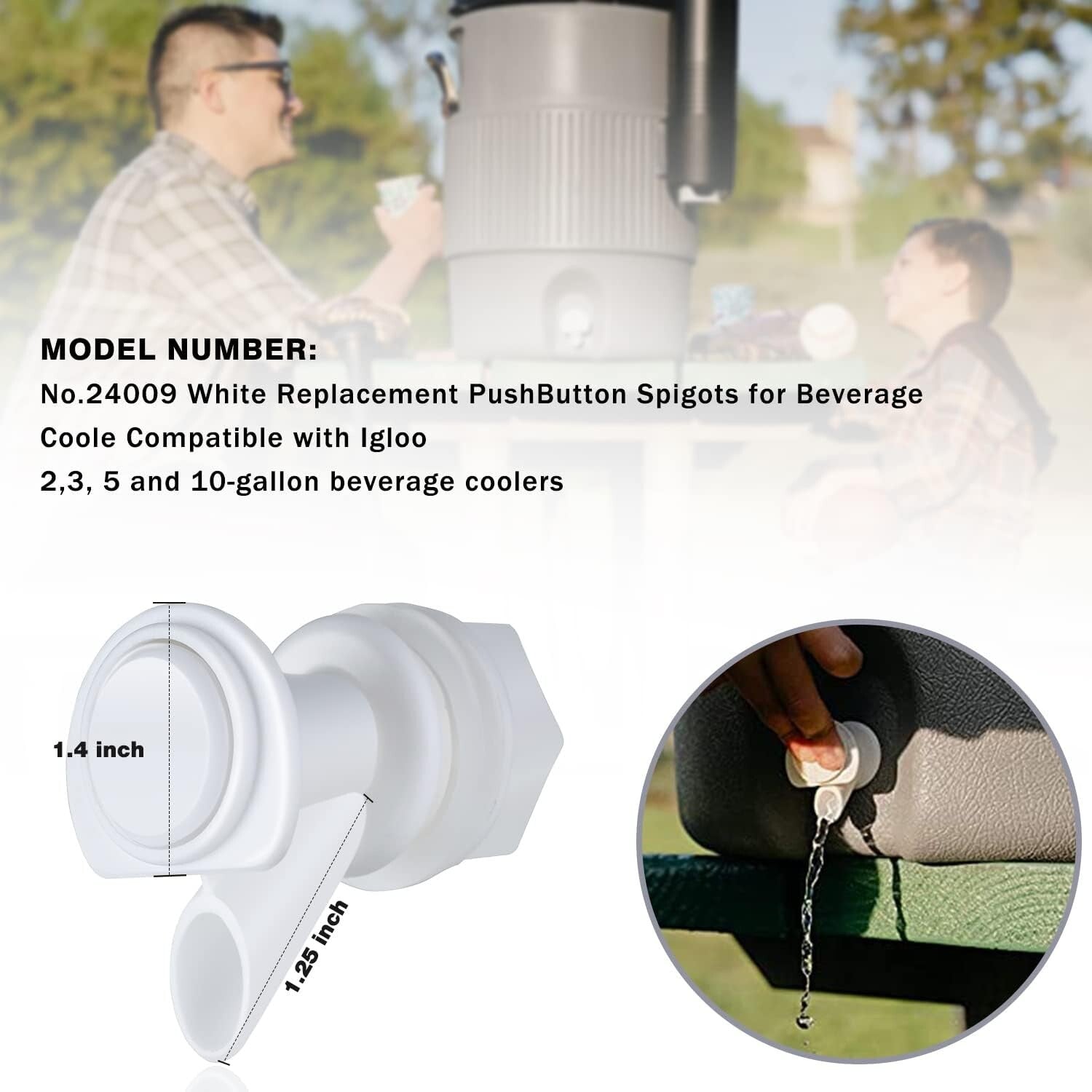 Durable Push-Button Spigot Replacement for Igloo Water Coolers, 30 Pieces