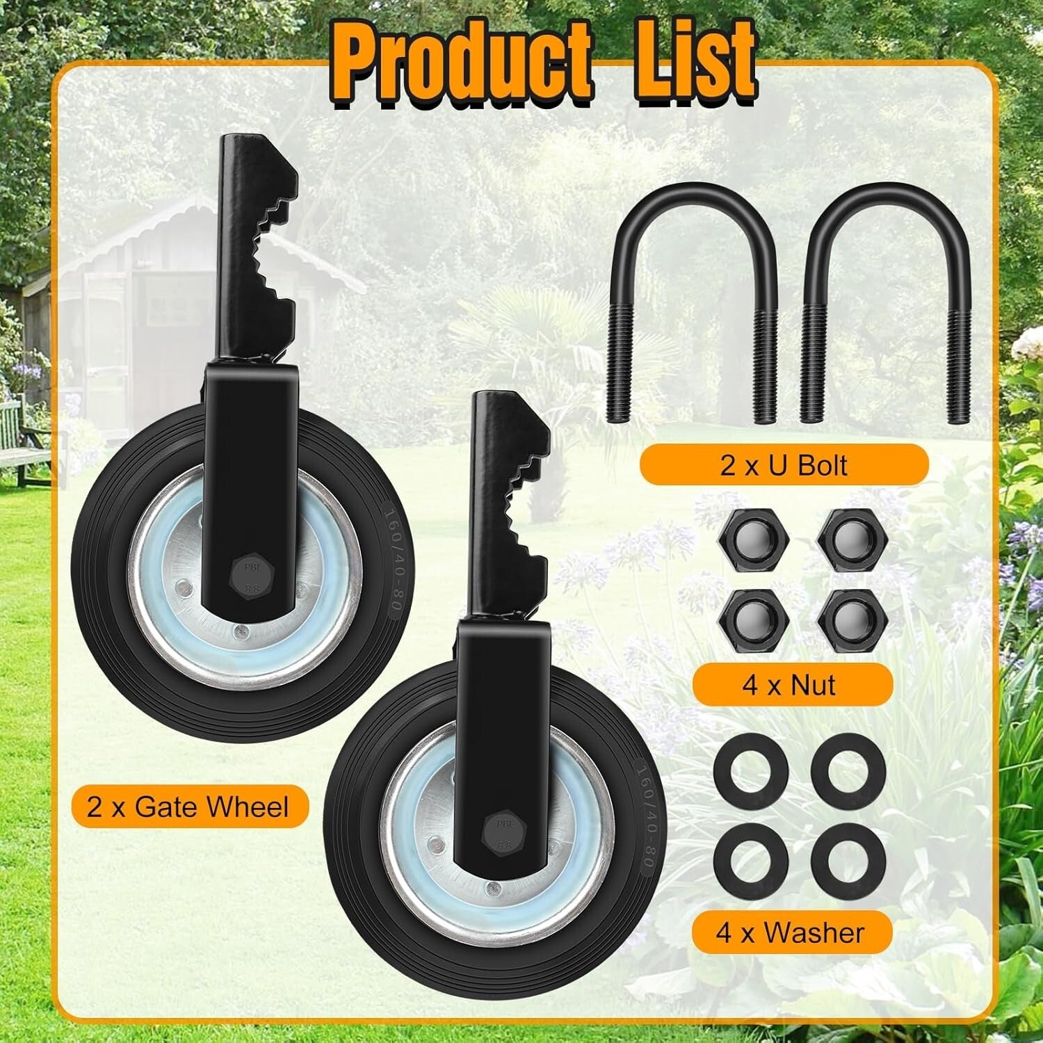 Effortless Rolling Gate Wheels for Metal Gates - Set of 2, Stable & Reliable