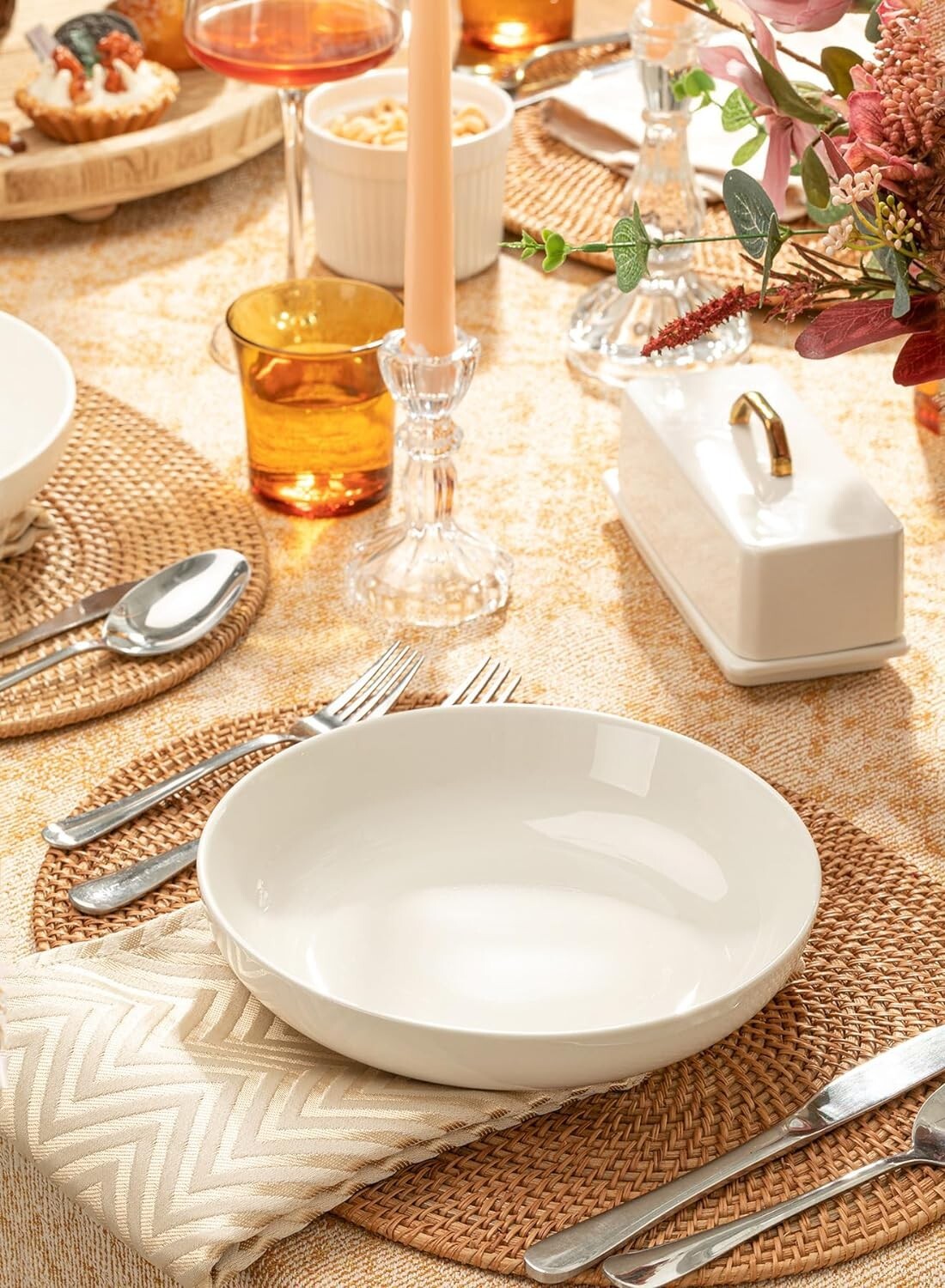 7.6 Inch Stackable White Salad Bowls - Microwave & Dishwasher Safe Set of 6